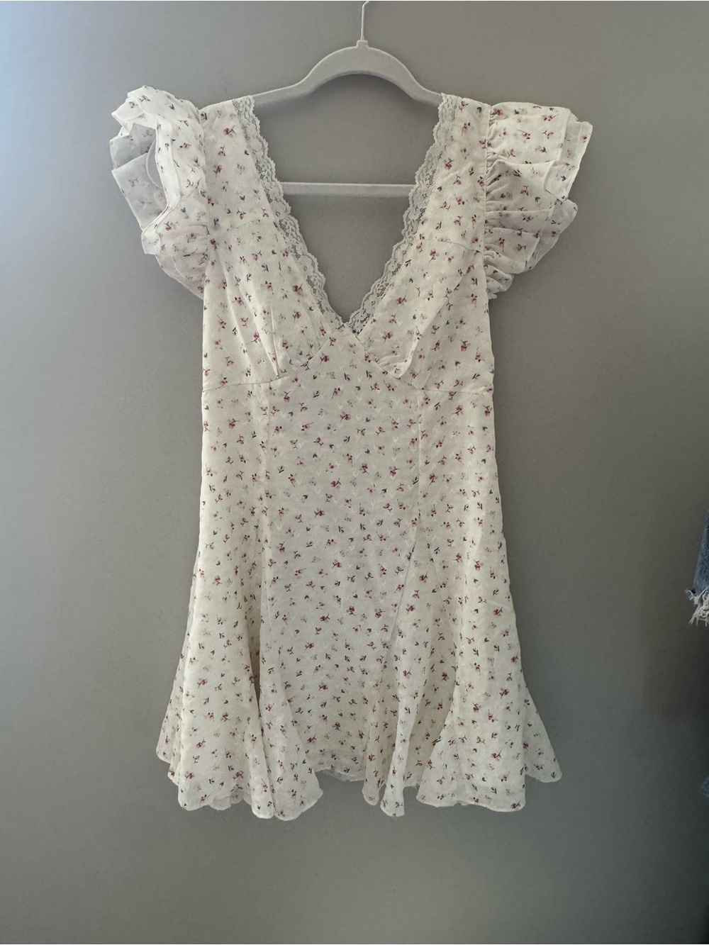 Lulu's White Mini Dress with Pink Floral Print - Picture 4 of 8